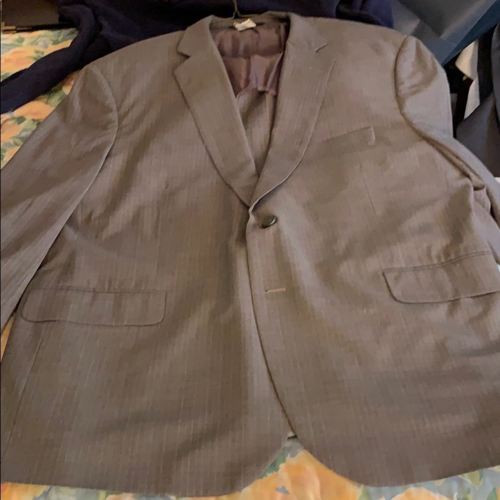 Brooks Brothers BrooksCool gray pinstriped suit.